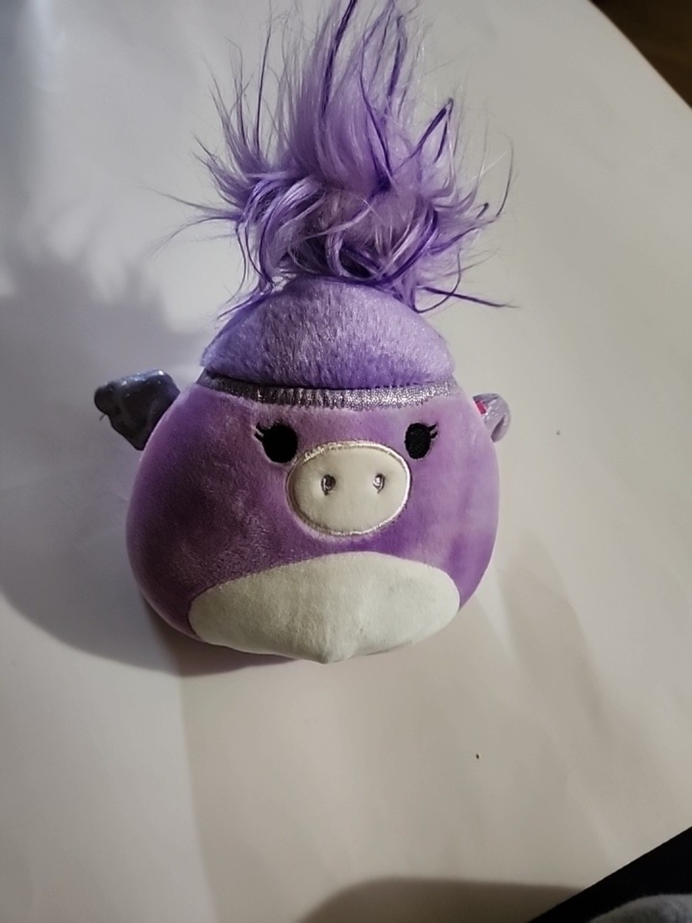 Squishmallows Purple Unicorn Plush with White Belly and Silver Details